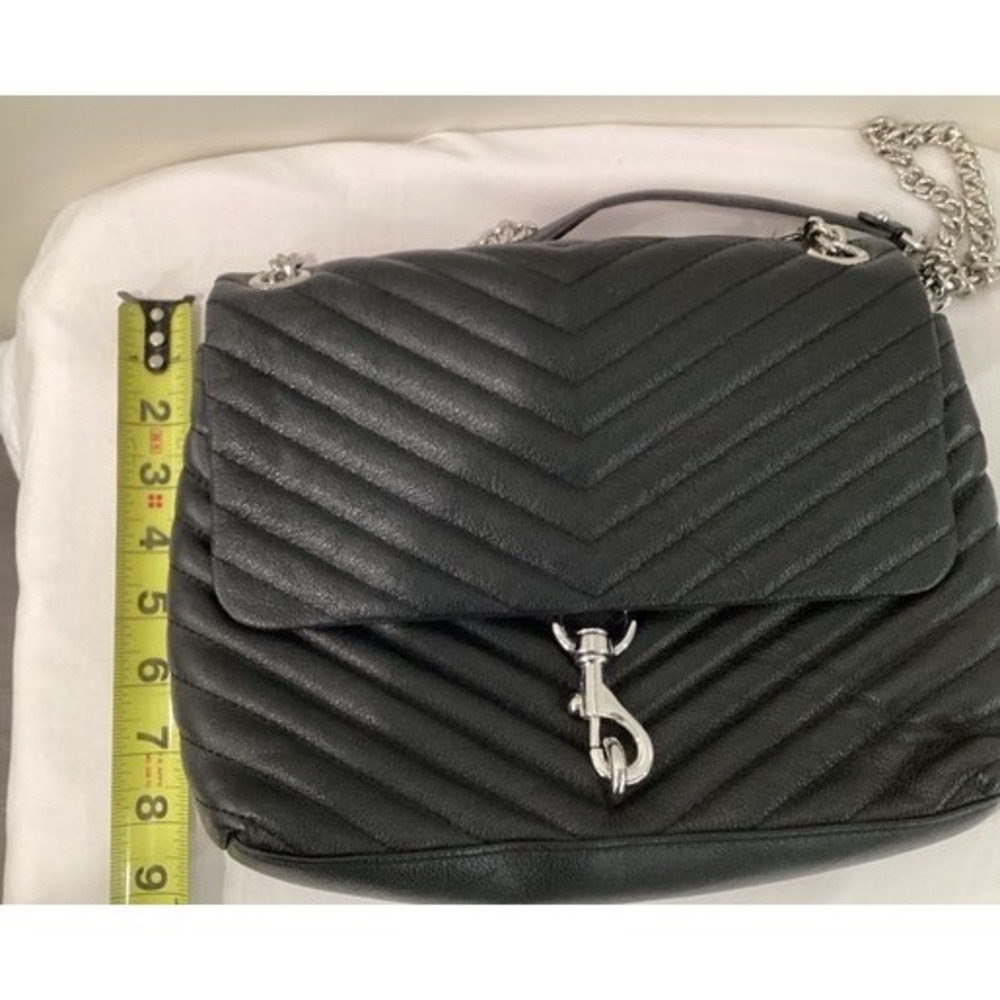 Rebecca Minkoff Edie Flap Shoulder Bag Black Quilted Leather Silver Hardware - Picture 11 of 11